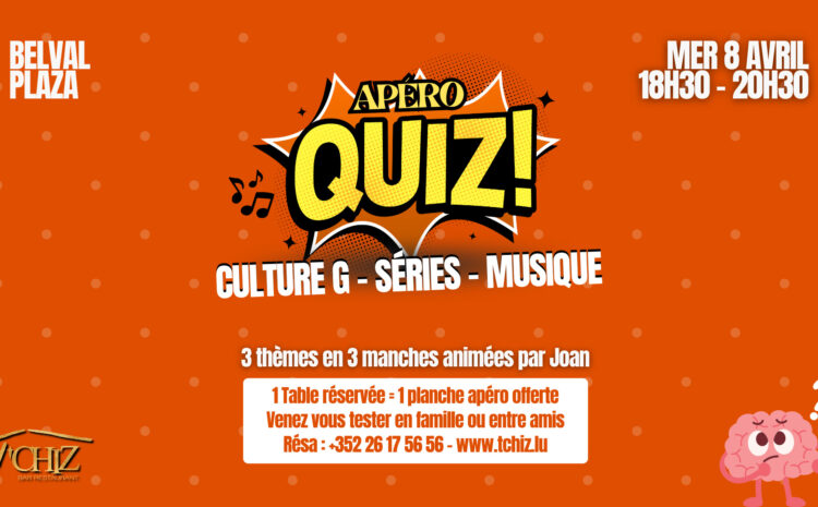  Apéro Quiz – Mer 8 Avril • 18h30 – 20h30